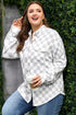 Plus Size Checkered Western Button Down Casual Outerwear