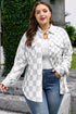 Plus Size Checkered Western Button Down Casual Outerwear