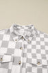 Plus Size Checkered Western Button Down Casual Outerwear