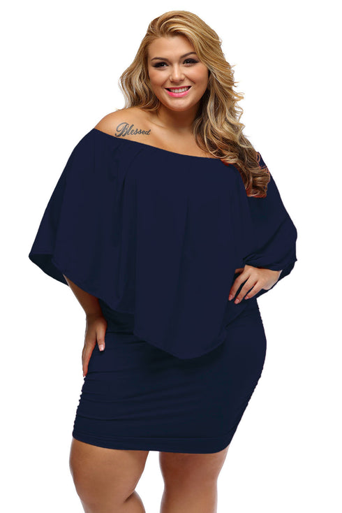 Cape Overlay Round Neck Layered Mini Dress