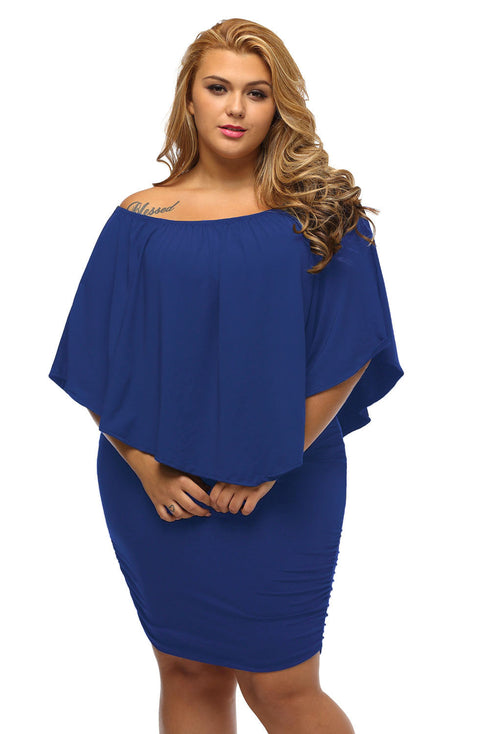Cape Overlay Round Neck Layered Mini Dress