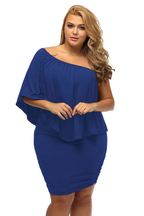 Cape Overlay Round Neck Layered Mini Dress