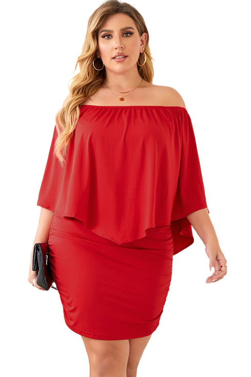 Cape Overlay Round Neck Layered Mini Dress