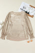 Plus Size Elegant Metallic Long Flounce Sleeve Blouse