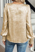 Plus Size Elegant Metallic Long Flounce Sleeve Blouse