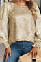 Plus Size Elegant Metallic Long Flounce Sleeve Blouse