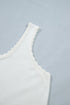 Plus Size Floral Knit Scalloped Trim Square Neck Sweater Vest