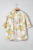 Plus Size Floral Print Contrast Trim V Neck Blouse