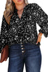 Plus Size Floral Print Ruched Split Neck Blouse