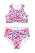 Plus Size Floral Print Twisted High Waist Bikini Set