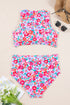 Plus Size Floral Print Twisted High Waist Bikini Set