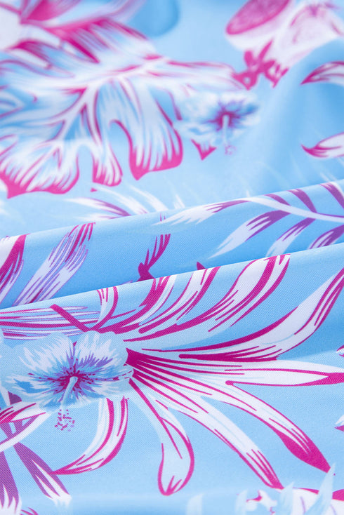 Plus Size Floral Print Twisted High Waist Bikini Set