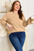 Plus Size Leopard Bow Detail Split Cuff Loose Sweater