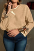 Plus Size Leopard Bow Detail Split Cuff Loose Sweater