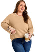 Plus Size Leopard Bow Detail Split Cuff Loose Sweater