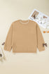 Plus Size Leopard Bow Detail Split Cuff Loose Sweater