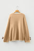 Plus Size Leopard Bow Detail Split Cuff Loose Sweater
