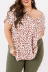 Plus Size Leopard V Neck Short Sleeve Shift Top