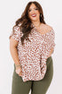 Plus Size Leopard V Neck Short Sleeve Shift Top