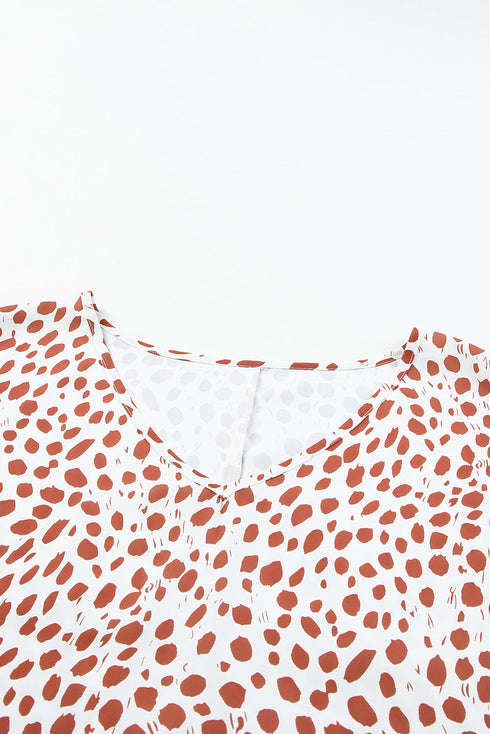 Plus Size Leopard V Neck Short Sleeve Shift Top