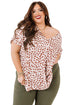 Plus Size Leopard V Neck Short Sleeve Shift Top