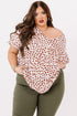 Plus Size Leopard V Neck Short Sleeve Shift Top