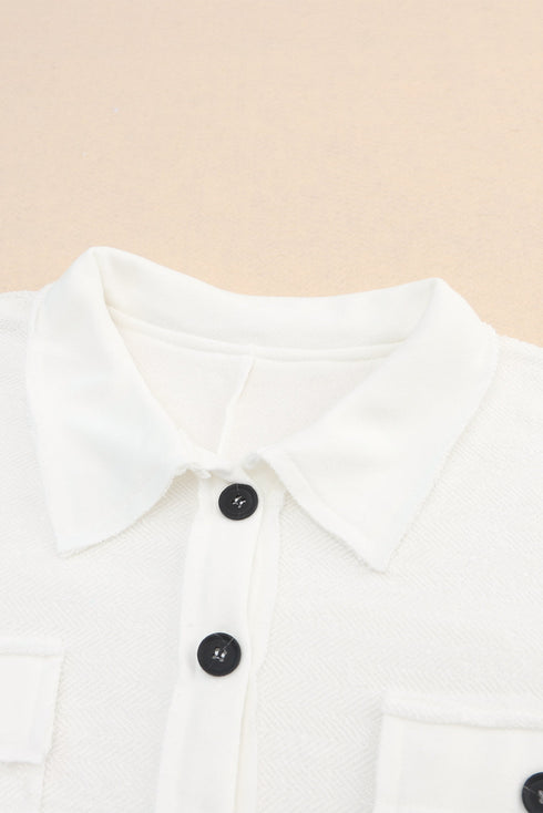 Plus Size Long Sleeve Flap Pocket Henley Top