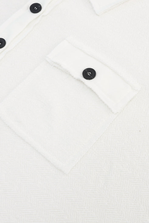 Plus Size Long Sleeve Flap Pocket Henley Top