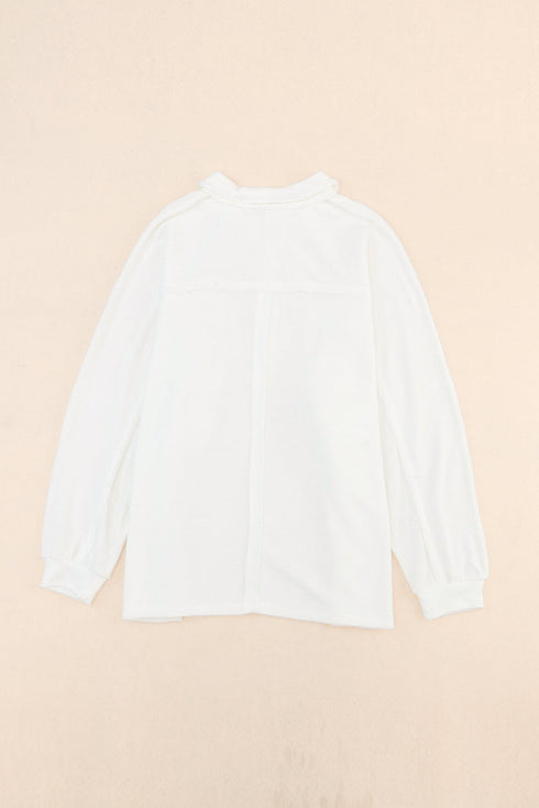 Plus Size Long Sleeve Flap Pocket Henley Top