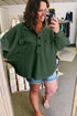 Plus Size Long Sleeve Flap Pocket Henley Top