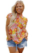 Plus Size Mock Neck Ruffle Sleeve Floral Blouse