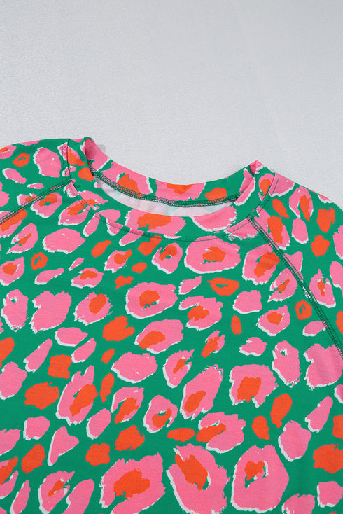 Plus Size Printed Long Sleeve and Pants Lounge Set