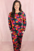 Plus Size Printed Long Sleeve and Pants Lounge Set