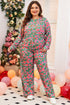 Plus Size Printed Long Sleeve and Pants Lounge Set