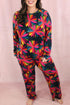 Plus Size Printed Long Sleeve and Pants Lounge Set