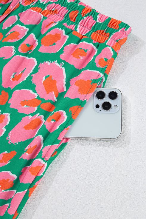 Plus Size Printed Long Sleeve and Pants Lounge Set