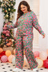 Plus Size Printed Long Sleeve and Pants Lounge Set
