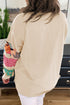Plus Size Printed Patchwork Sleeve Split Sweatshirt