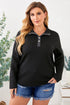 Plus Size Quilted Button Up Henley Sweatshirt