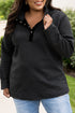 Plus Size Quilted Button Up Henley Sweatshirt