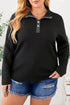 Plus Size Quilted Button Up Henley Sweatshirt