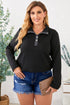 Plus Size Quilted Button Up Henley Sweatshirt