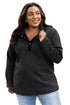 Plus Size Quilted Button Up Henley Sweatshirt