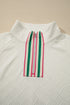 Plus Size Rhombus Textured Contrast Striped Collar Baggy Sweatshirt