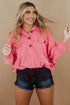 Plus Size Ribbed Pocketed Long Sleeve Henley Top