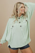 Plus Size Ribbed Pocketed Long Sleeve Henley Top