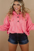 Plus Size Ribbed Pocketed Long Sleeve Henley Top