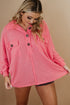 Plus Size Ribbed Pocketed Long Sleeve Henley Top