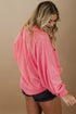 Plus Size Ribbed Pocketed Long Sleeve Henley Top