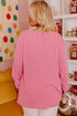Plus Size Ribbed Textured Long Sleeve T Shirt